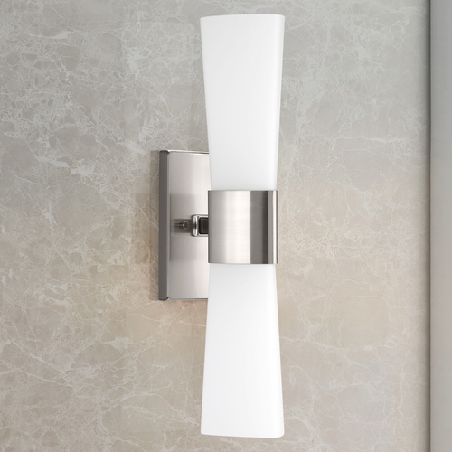 Progress Lighting 2-Light Vertical Bathroom Light in Brushed Nickel by Progress Lighting P300062-009