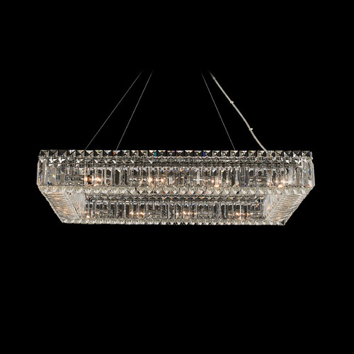 Allegri Crystal Baguette Polished Chrome Pendant Light with Rectangle Shade