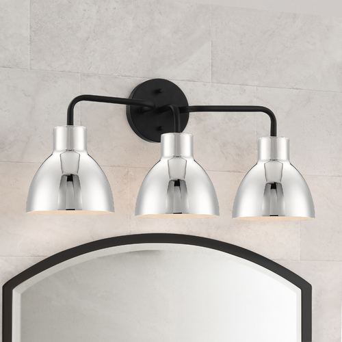 Sloan Matte Black & Polished Nickel Bathroom Light by Nuvo Lighting