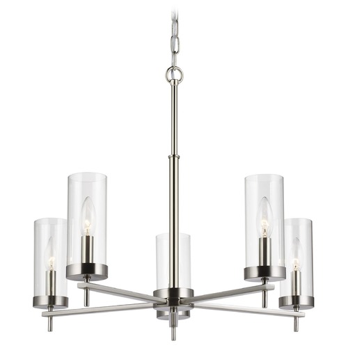 Zire LED 5-Light Chandelier in Brushed Nickel by Visual Comfort Studio