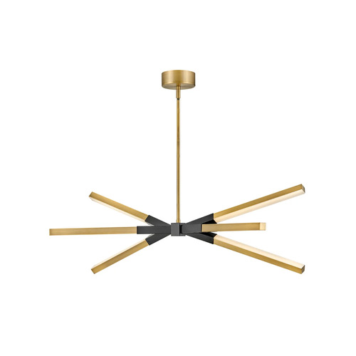 Fredrick Ramond Rae Small LED Linear Chandelier in Brass & Black by Fredrick Ramond FR30618LCB
