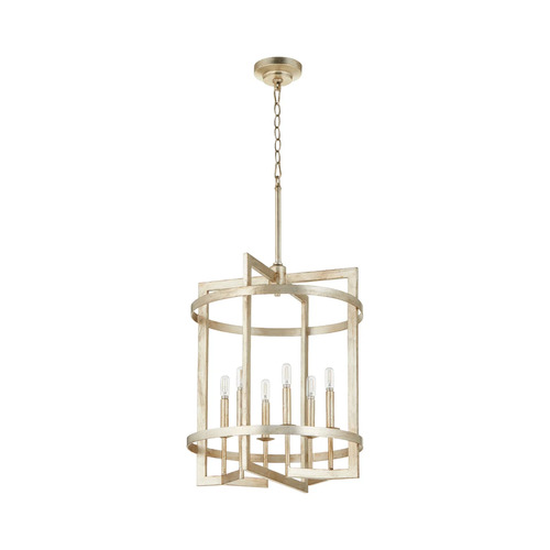 Quorum Lighting Merrick 6-Light Entry Light in Aged Silver Leaf by Quorum Lighting 874-6-60