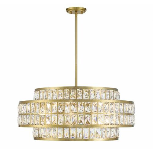 Renzo 6-Light Crystal Pendant in Warm Brass by Savoy House