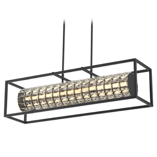 Oxygen Elan Black LED Island Light with Cylindrical Shade