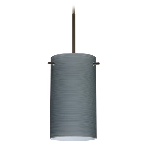 Besa Lighting Besa Lighting Stilo Bronze Mini-Pendant Light with Cylindrical Shade 1BT-4404TN-BR