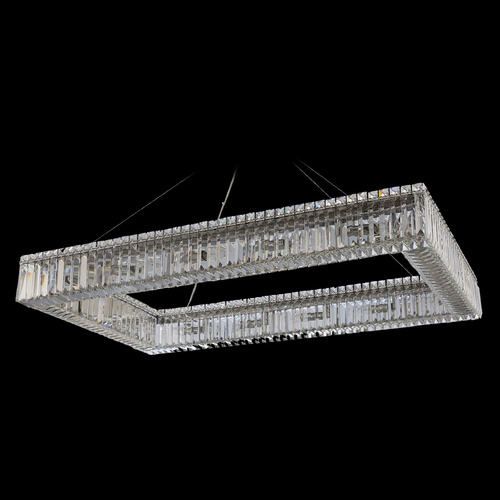 Allegri Crystal Baguette Polished Chrome Pendant Light with Rectangle Shade