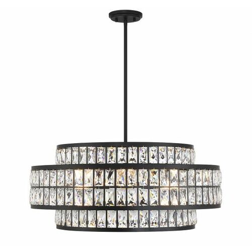 Renzo 6-Light Crystal Pendant in Matte Black by Savoy House