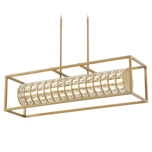 Oxygen Elan Aged Brass LED Island Light with Cylindrical Shade