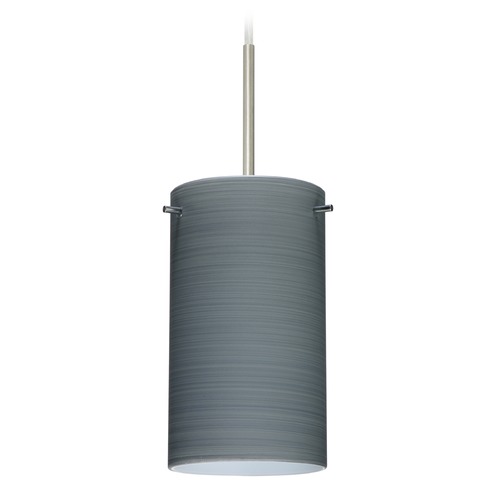 Besa Lighting Stilo Satin Nickel Mini-Pendant Light with Cylindrical Shade