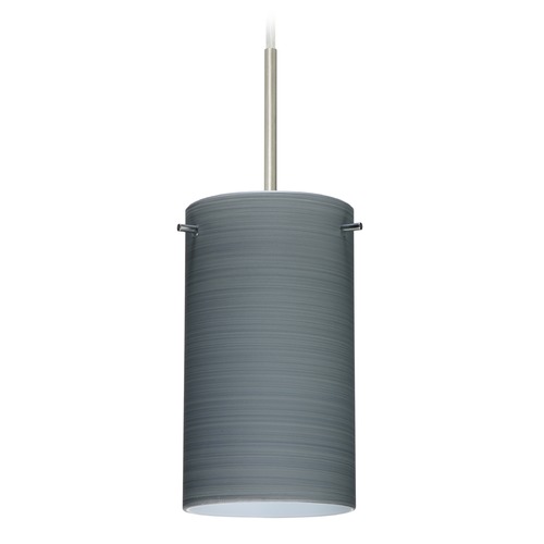 Besa Lighting Besa Lighting Stilo Satin Nickel Mini-Pendant Light with Cylindrical Shade 1BT-4404TN-SN