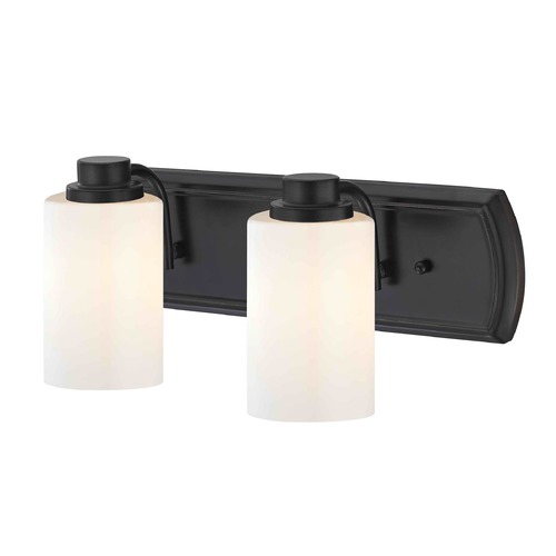 2-Light Bath Bar in Bronze and Shiny Opal Glass