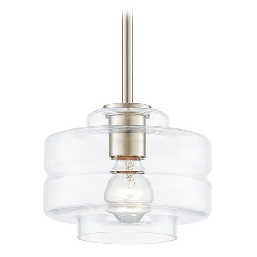 Design Classics Lighting Fest Satin Nickel Mini-Pendant Light with Small Clear Stepped Cylinder Glass 531-09 GL1073-CL