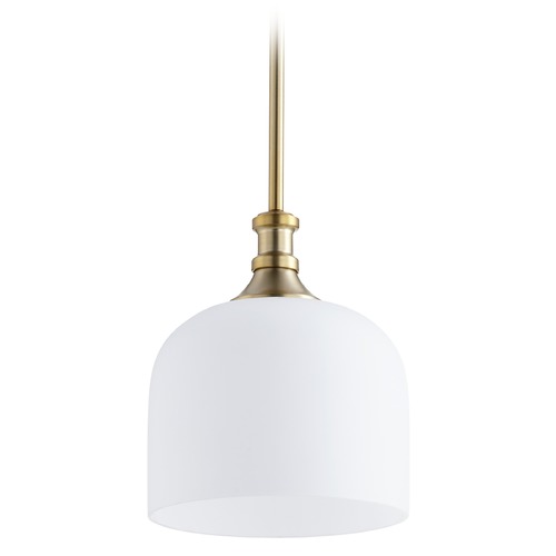 Quorum Lighting Quorum Lighting Richmond Aged Brass Mini-Pendant Light with Bowl / Dome Shade 3911-80
