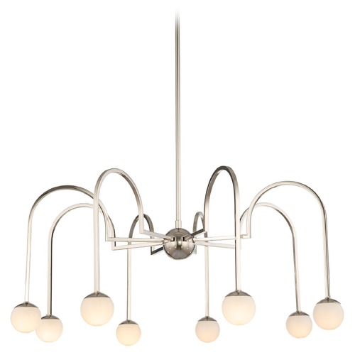 Kalco Lighting Bistro 8-Light Chandelier in Polished Nickel with Glass Orbs 512872PN