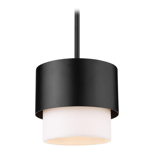 Z-Lite Counterpoint Matte Black Mini-Pendant Light with Cylindrical Shade