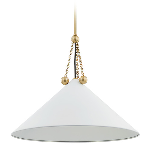 Mitzi by Hudson Valley Mitzi Kalea Brass and White Large Pendant Light H784701L-AGB/SWH