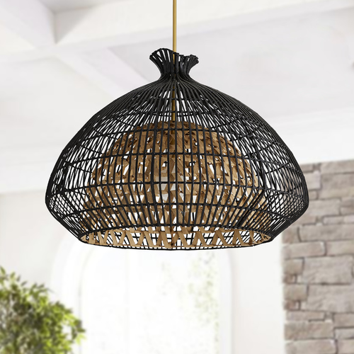 Rimini Pendant in Natural & Black Stained Rattan by Arteriors Home