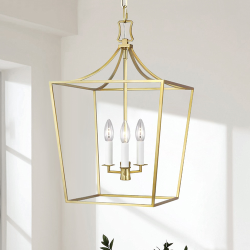 Visual Comfort Studio Collection Chapman & Meyers 13.50-Inch Southold Burnished Brass Hanging Lantern by Visual Comfort Studio CC1003BBS