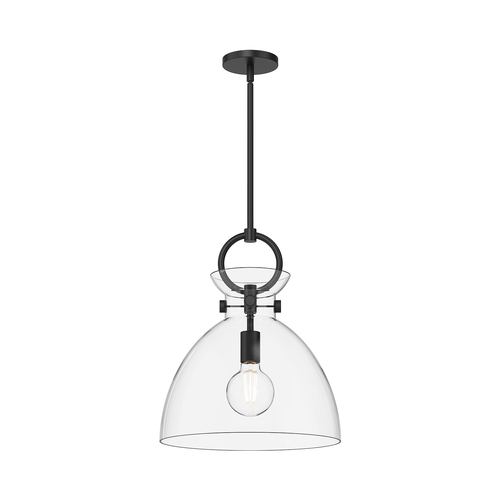 Alora Lighting Alora Lighting Waldo Matte Black Pendant Light with Bowl / Dome Shade PD411814MBCL