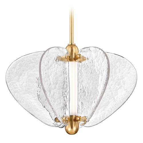 Corbett Lighting Freya Vintage Brass LED Pendant Light with Cylindrical Shade