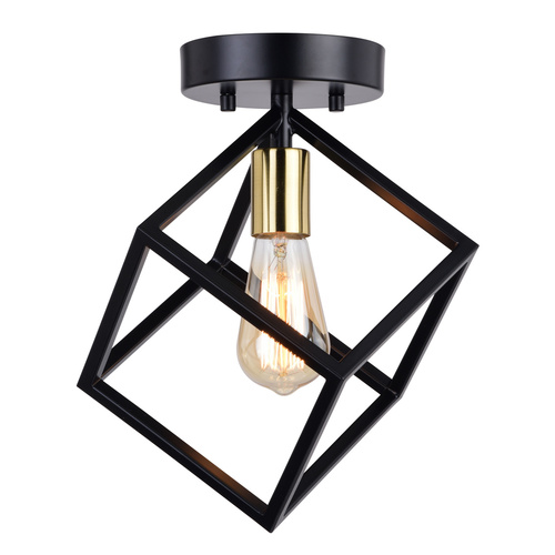 Deering Matte Black & Satin Brass Flush Mount by Vaxcel Lighting