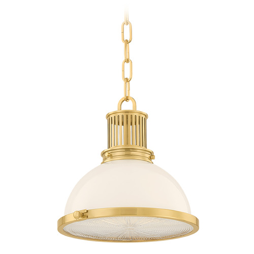 Hudson Valley Lighting Pinesbridge Aged Brass LED Pendant Light with Bowl / Dome Shade