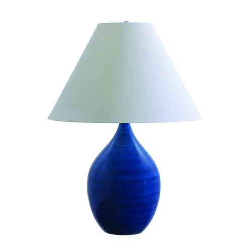 Scatchard Stoneware Table Lamp in Blue Gloss by House of Troy Lighting