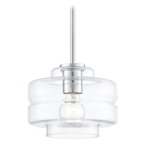 Design Classics Lighting Fest Chrome Mini-Pendant Light with Small Clear Stepped Cylinder Glass 531-26 GL1073-CL