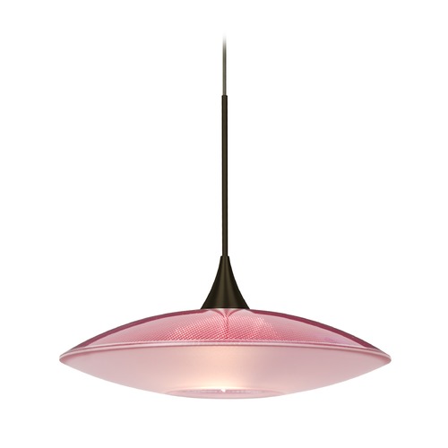 Besa Lighting Spazio Red Frosted Glass Bronze Mini-Pendant Light