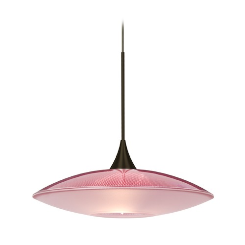 Besa Lighting Besa Lighting Spazio Red Frosted Glass Bronze Mini-Pendant Light 1XT-6294RD-BR