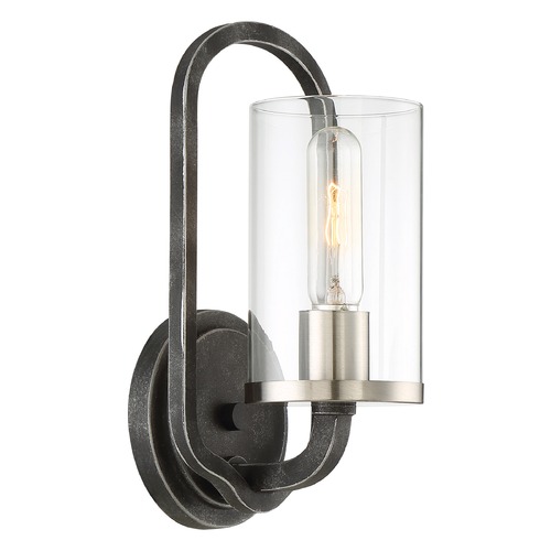 Sherwood Iron Black & Brushed Nickel Sconce by Nuvo Lighting