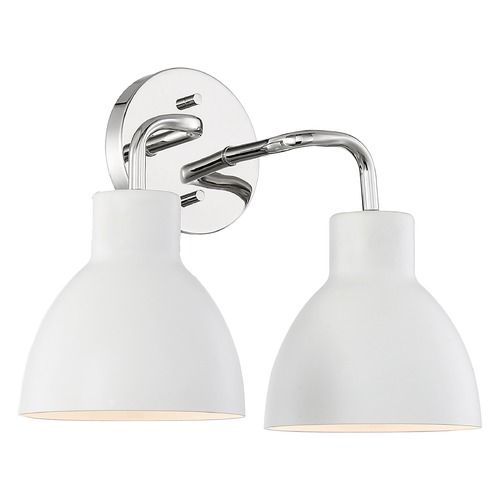 Sloan Polished Nickel & White Bathroom Light by Nuvo Lighting