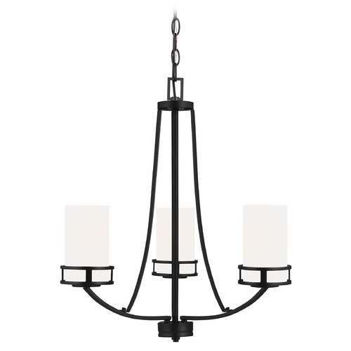 Generation Lighting Robie Midnight Black 3 Lt. Chandelier with Etched White Glass 3121603-112