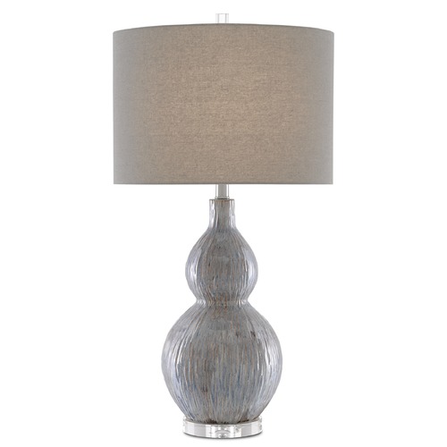 Currey and Company Lighting Currey and Company Idyll Gray / Blue / Taupe / Clear Table Lamp with Drum Shade 6000-0610