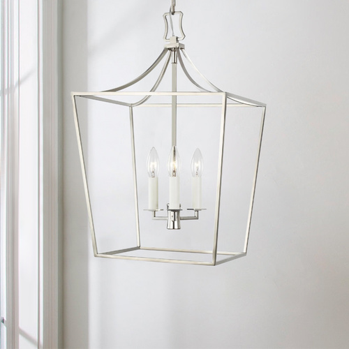 Chapman & Meyers 13.50-Inch Southold Polished Nickel Hanging Lantern by Visual Comfort Studio