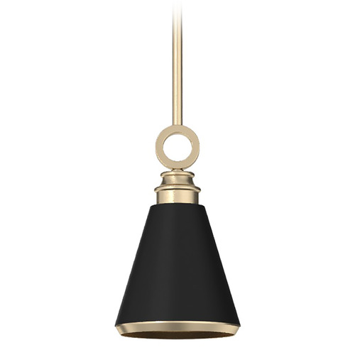 Hunter Fan Company Klein Alturas Gold & Flat Matte Black Mini-Pendant Light with Conical Shade