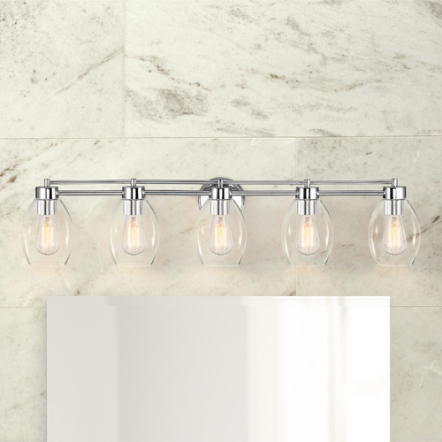 Design Classics Lighting Salida 37-Inch Vanity Light in Chrome with Clear Oblong Glass 706-26 GL1034-CLR