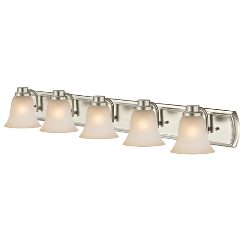 Caramel Glass Bathroom Light in Satin Nickel with Five Lights