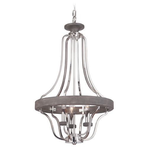 Craftmade Lighting Ashwood 33.41-Inch High Pendant in Polished Nickel & Greywood by Craftmade Lighting 36543-PLNGRW