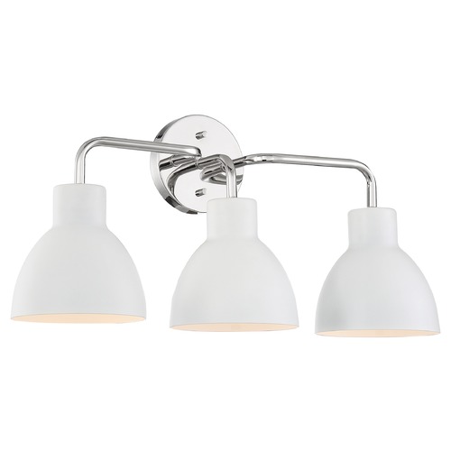Sloan Polished Nickel & White Bathroom Light by Nuvo Lighting