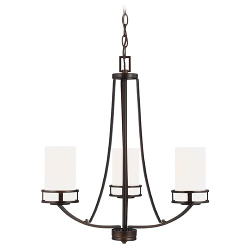 Generation Lighting Robie Bronze 3 Lt. Chandelier with Etched White Glass 3121603-710