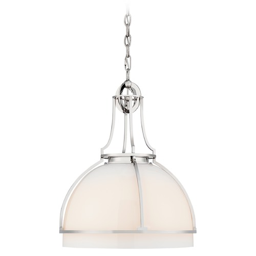 Chapman & Myers Gracie LED Dome Pendant in Nickel by Visual Comfort Signature