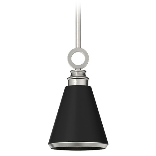 Hunter Fan Company Klein Brushed Nickel & Flat Matte Black Mini-Pendant Light with Conical Shade