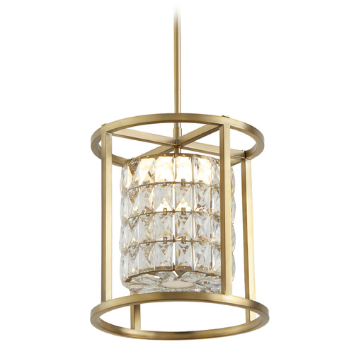 Oxygen Elan Aged Brass LED Pendant Light with Cylindrical Shade