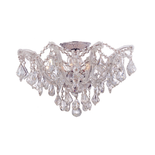Crystorama Lighting Crystal Semi-Flushmount Light in Polished Chrome Finish 4437-CH-CL-SAQ