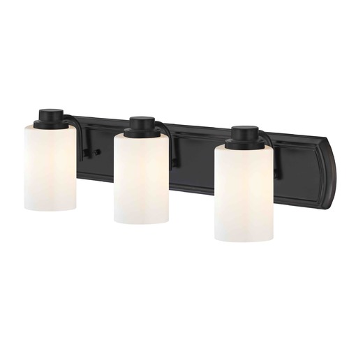 Design Classics Lighting 3-Light Vanity Light in Bronze and Shiny Opal Glass 1203-36 GL1024C