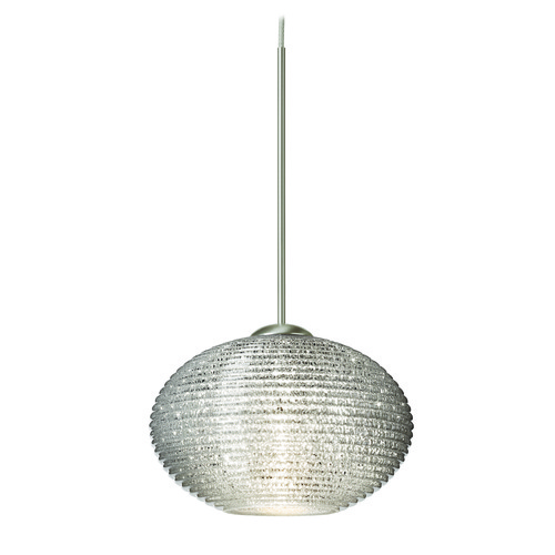 Besa Lighting Besa Lighting Lasso Ribbed Glass Satin Nickel LED Mini-Pendant Light 1XT-5612GL-LED-SN