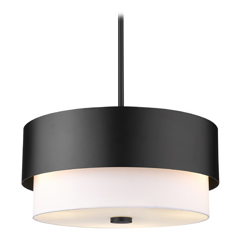 Z-Lite Counterpoint Matte Black Pendant Light with Drum Shade