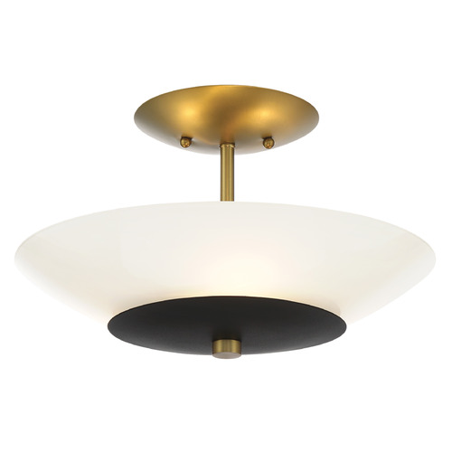 Bax 14-Inch Semi-Flush Mount in Brass & Coal by Minka Lavery
