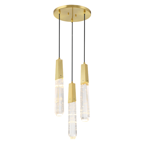Drifting Droplets 3-Light LED Pendant in Brass by George Kovacs